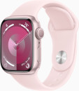 Смарт-часы Apple Watch Series 9 A2978 41мм OLED корп.розовый Sport Band рем.светло-розовый разм.брасл.:150-200мм (MR943LL/A)2