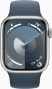 Смарт-часы Apple Watch Series 9 A2978 41мм OLED корп.серебристый Sport Band рем.синий разм.брасл.:130-180мм (MR903LL/A)3