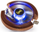 Кулер ExeGate Wizard EE91-Cu.BLUE (Al+Cu, LGA775/1150/1151/1155/1156/1200/1700/AM2/AM2+/AM3/AM3+/AM4/AM5/FM1/FM2/754/939/940, TDP 80W, Fan 90mm, 2200RPM, Hydro bearing, 3pin, 22db, 230г, голубая подсветка, с термопастой, на защелках, Color Box)