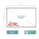 Экран для проектора S'OK SCPSFR-221x125 100'' 16:9 постоянного натяжения, White PVC, черный2