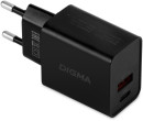 Сетевое зар./устр. Digma DGW2D 20W 3A+1A (PD+QC) USB-C/USB-A универсальное черный (DGW2D0F110BK)2