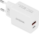Сетевое зар./устр. Digma DGW2D 20W 3A+1A (PD+QC) USB-C/USB-A универсальное белый (DGW2D0F110WH)2