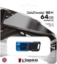 Флешка 64Gb Kingston DT80M/64GB USB 3.2 USB Type-C черный синий3