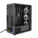 Корпус Miditower ExeGate EVO-9202-EVO800 (ATX, БП EVO800RGB с вент. 12 см, с окном, 1*USB+1*USB3.0, аудио, черный, 3 вент. 12см с RGB подсветкой)3