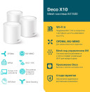 Бесшовный Mesh роутер TP-Link Deco X10 (DECO X10(3-PACK)) AX1500 10/100/1000BASE-TX белый (упак.:3шт)5