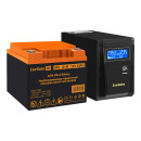 Комплект ИБП EX295986RUS + батарея 45Aч EX285666RUS 1шт (инвертор, синус, для котла) ExeGate SineTower SZ-600.LCD.AVR.1SH <600VA/360W, чистый синусоида, LCD дисплей, AVR, 1*Schuko, линейно-интерактивный, Black> + батарея ExeGate HRL 12-45 (12В, 45Ач) 1шт