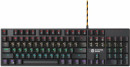 Wired black Mechanical keyboard with  colorful lighting system 104pcs rainbow backlight LED,also can custmized backlight,1.8M braided cable length ,rubber feet,Russian layout double injection,Numbers 104 keycaps,0.7kg,Size:429*124*35mm3