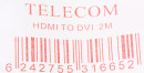 Кабель HDMI-DVI 2.0м VCOM Telecom позолоченные контакты ТHD6090-2М/CG481G/CG480G3