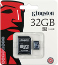Карта памяти Micro SDHC 32GB Class 4 Kingston SDC4/32GB + адаптер SD