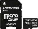 Карта памяти Micro SDHC 16GB Class 4 Transcend TS16GUSDHC4 + адаптер SD2