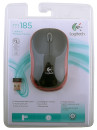 Мышь беспроводная Logitech M185 чёрный красный USB 910-002240