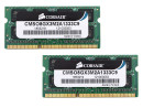 Оперативная память для ноутбука 8Gb (2x4Gb) PC3-10600 1333MHz DDR3 SO-DIMM CL9 Corsair CMSO8GX3M2A1333C92