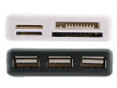 Картридер внешний ORIENT CO-740 SD/SDXC/SDHC/microSD/miniSD/MS Duo/M2 + USB Hub черный/белый2
