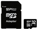 Карта памяти Micro SDHC 32GB Class 4 Silicon Power SP032GBSTH004V10-SP + адаптер SD5