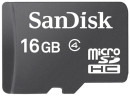 Карта памяти Micro SDHC 16Gb Class 4 Sandisk SDSDQM-016G-B35A + адаптер SD4