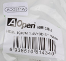 Кабель HDMI 5.0м AOpen v1.4+3D/Ethernet ACG511W-5M позолоченные контакты белый2