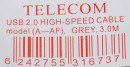 Кабель удлинительный USB 2.0 AM-AF 3.0м Telecom синяя прозрачная изоляция VUS69562