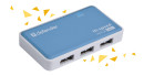 Концентратор USB 2.0 DEFENDER Quadro Power — белый синий