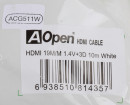 Кабель HDMI 10м AOpen 1.4+3D/Ethernet ACG511W-10M позолоченные контакты белый2