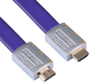 Кабель HDMI 3м BURO HDMI19M-19M FLAT3 плоский синий3