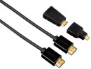 Кабель HDMI 1.5м HAMA черный H-54561 + 2 переходника HDMI D(micro)/C (mini)