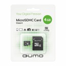 Карта памяти Micro SDHC 4Gb class 4 QUMO QM4GMICSDHC4 + SD adapter