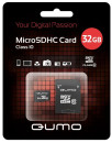 Карта памяти Micro SDHC 32Gb class 10 QUMO QM32(G)MICSDHC10 + SD adapter