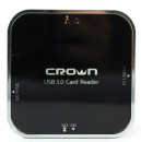 Картридер внешний Crown CMCR-015 + USB3.0 хаб 4 порта SD/MS/СF/MicroSD белый/черный CM0000011842