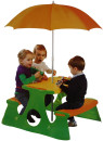 Стол Paradiso Пикник, с зонтом и двумя скамьями T007592
