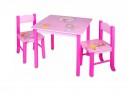 Стол детский Buro KIDSET-01/PRINC столешница МДФ розовый + 2 стула2