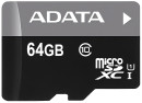 Карта памяти Micro SDXC 64Gb Class 10 A-Data AUSDX64GUICL10-RA1 + адаптер SD2