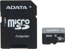 Карта памяти Micro SDXC 64Gb Class 10 A-Data AUSDX64GUICL10-RA1 + адаптер SD3