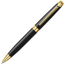 Шариковая ручка поворотная Caran D’Ache Leman черный F Black lacquered GP позолоченные детали 4789.282
