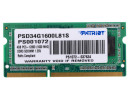 Оперативная память для ноутбука 4Gb (1x4Gb) PC3-12800 1600MHz DDR3 SO-DIMM CL11 Patriot Signature PSD34G1600L81S3