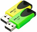 Флешка USB 8Gb PNY N1 Attache FD8GBATT4NEOYGRX2-EF желтый/зеленый 2шт
