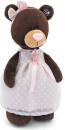 Мягкая игрушка медведь ORANGE Milk стоячая в платье с брошью 30 см коричневый искусственный мех М5046/30
