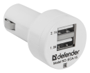 Автомобильное зарядное устройство Defender ECA-15 2.1/1А 2 х USB белый