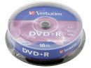 Диски DVD+R Verbatim 16x 4.7Gb CakeBox 10шт Azo+ 43498
