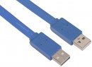 Кабель интерфейсный USB 2.0 AM-AM 3.0м Greenconnect плоский синий GCR-UM4MF-BD-3.0m