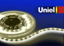 Светодиодная лента Uniel (04903) 5M теплый белый 24W ULS-3528-60LED/m-8mm-IP33-DC12V-4,8W/m-5M-WW