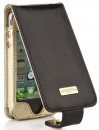 Кожаныи стеганыи чехол Pipetto Flip Case P016-15 для Apple iPhone 4/4S черныи/бежевыи P016-15