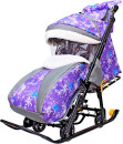 Санки-коляска R-Toys Snow Galaxy Luxe: Елки до 50 кг ткань искусственная кожа пластик фиолетовый Елки на фиолетовом на больших мягких колесах+сумка+муфта