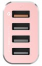 Автомобильное зарядное устройство LAB.C Car Charger 2.4А 4 x USB розовый LABC-584-RG2