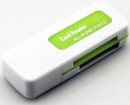 Картридер внешний ORIENT CR-011G SDHC/SDXC/microSD/MMC/MS/MS Duo/M2 USB 2.0 бело-зеленый