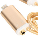 Переходник Telecom Lightning  для наушников 3.5 мм и зарядки USB золотистый TA12858-G2