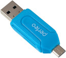 Картридер внешний Perfeo PF-VI-O004 SD/MMC+Micro SD+MS+M2 USB 2.0 синий