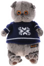 Мягкая игрушка кот BUDI BASA Басик в свитере 25 см серый искусственный мех Ks25-0442