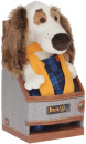 Мягкая игрушка собака BUDI BASA Бартоломей в синем комбинезоне 27 см белый искусственный мех Bart27-0032