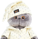 Мягкая игрушка кот BUDI BASA "Басик в пижаме" 30 см серый текстиль искусственный мех Ks30-0242