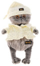 Мягкая игрушка кот BUDI BASA "Басик в пижаме" 30 см серый текстиль искусственный мех Ks30-0244
